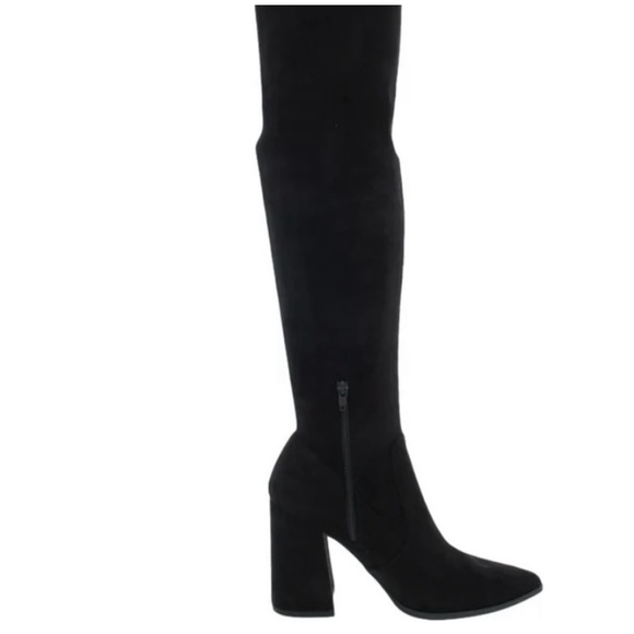 Steve Madden Women’s Faux Suede Pointed Toe Over-The-Knee Black Boots Size 7 - Picture 5 of 17